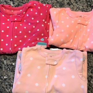 3   Girls fleece footed  pjs 2 t